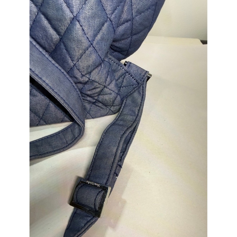Vera Bradley Quilted Denim-Effect Blue Drawstring Backpack - Picture 5 of 7